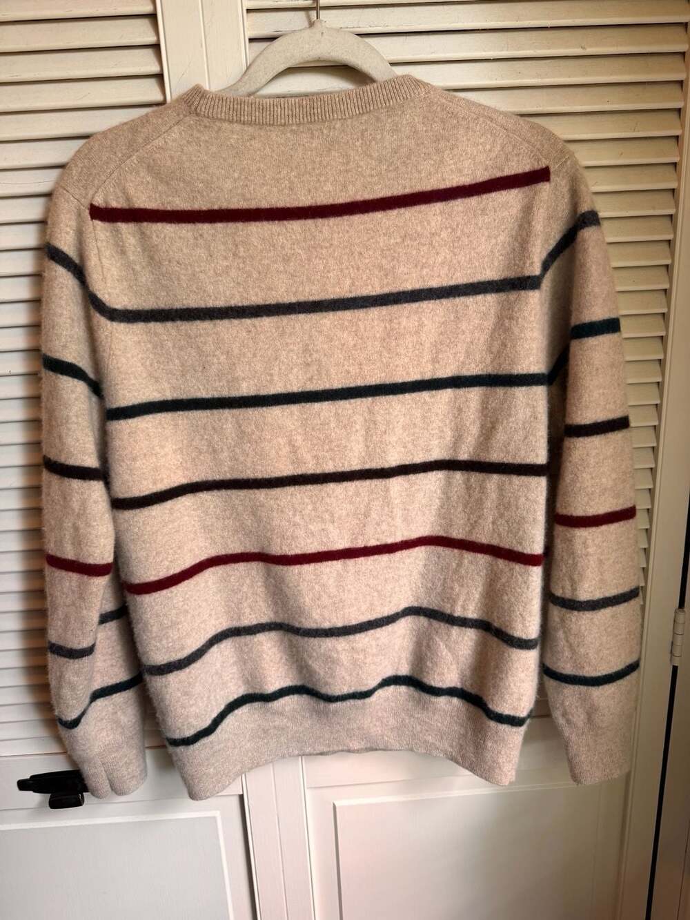 J. Crew womens 100% Cashmere Striped Crew Neck Sweater Size L Heather Birch Mult - Picture 5 of 5